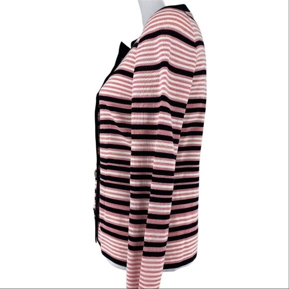 Misook Women's NWT Pink Striped Button Down‎ Long Sleeve Cardigan Sweater XS/C36 - Picture 6 of 10